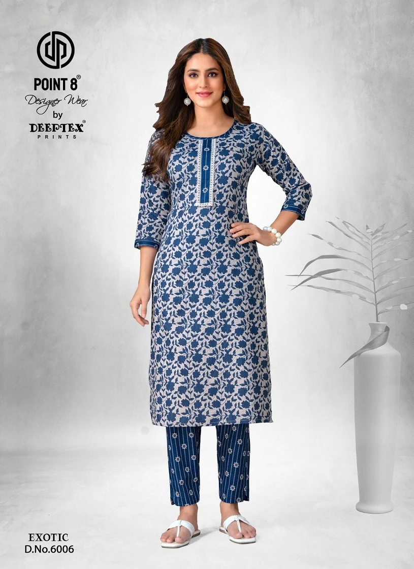 Deeptex Exotic Vol 6 Kantha Cotton Wholesale Kurti with Pant Catalog — Wholesale Kurtis, Deeptex wholesale from Surat — view 5